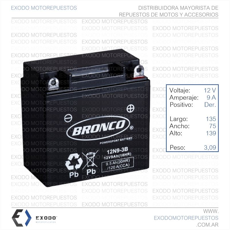 BATERIA 12N9-3B (Ristobat) *