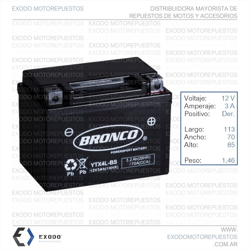 Imagen de BATERIA YTX4L-BS (Ristobat) *