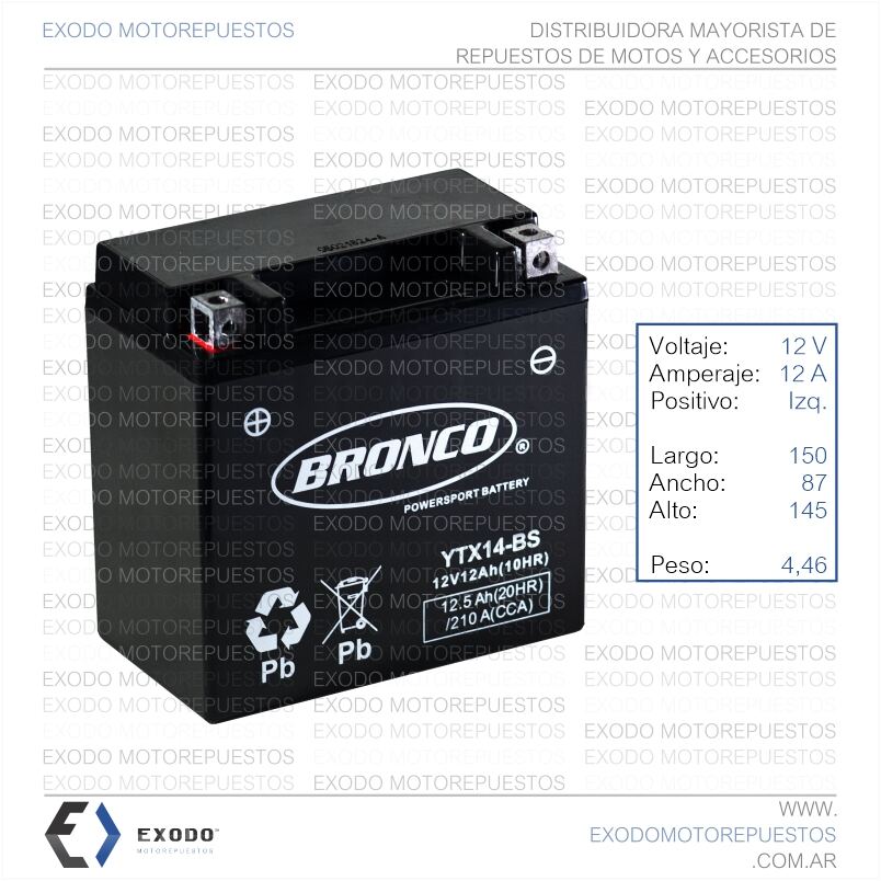 BATERIA YTX14-BS (Ristobat) *