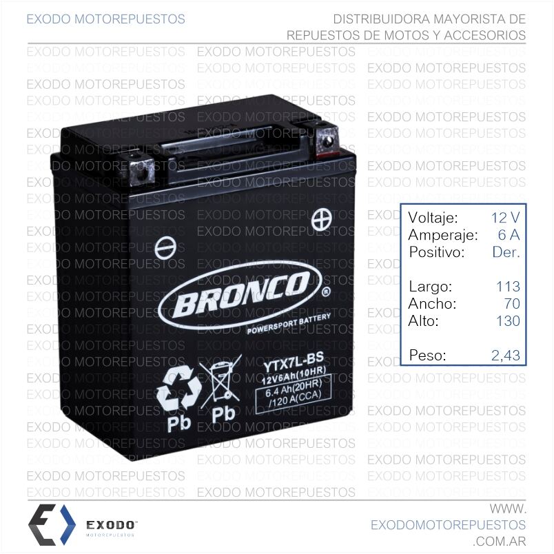 BATERIA YTX7L-BS (Ristobat) *