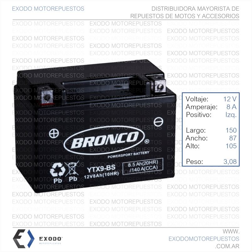 BATERIA YTX9-BS (Ristobat) *