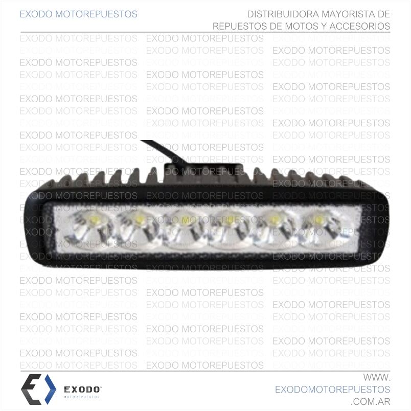FARO LED RECTANGULAR 6 LEDS ALTA POTENCIA 12V 18W *