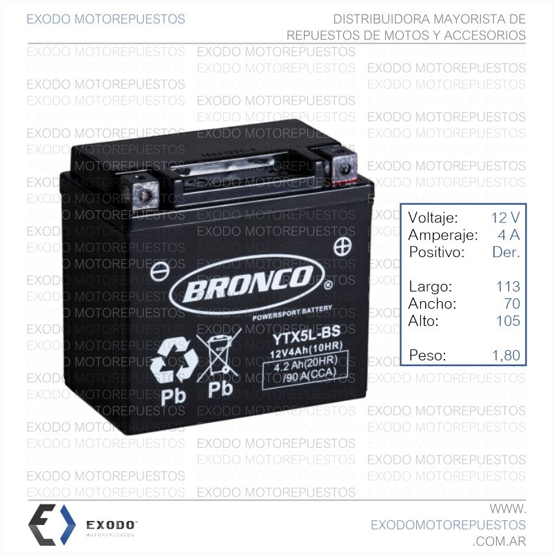 Imagen de BATERIA YTX5L-BS (Ristobat) *