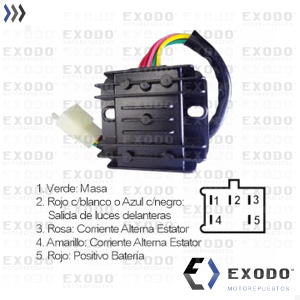 REGULADOR DE VOLTAJE RX 150 5 Cables (luz s/encendida)