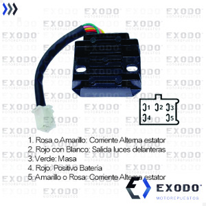 REGULADOR DE VOLTAJE RX 150 5 Cables (luz s/encendida)